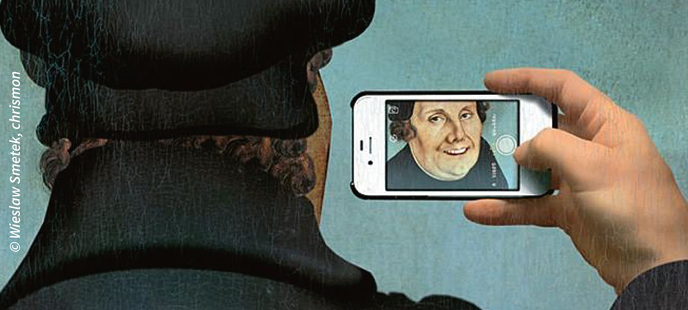 Martin Luther mit Handy