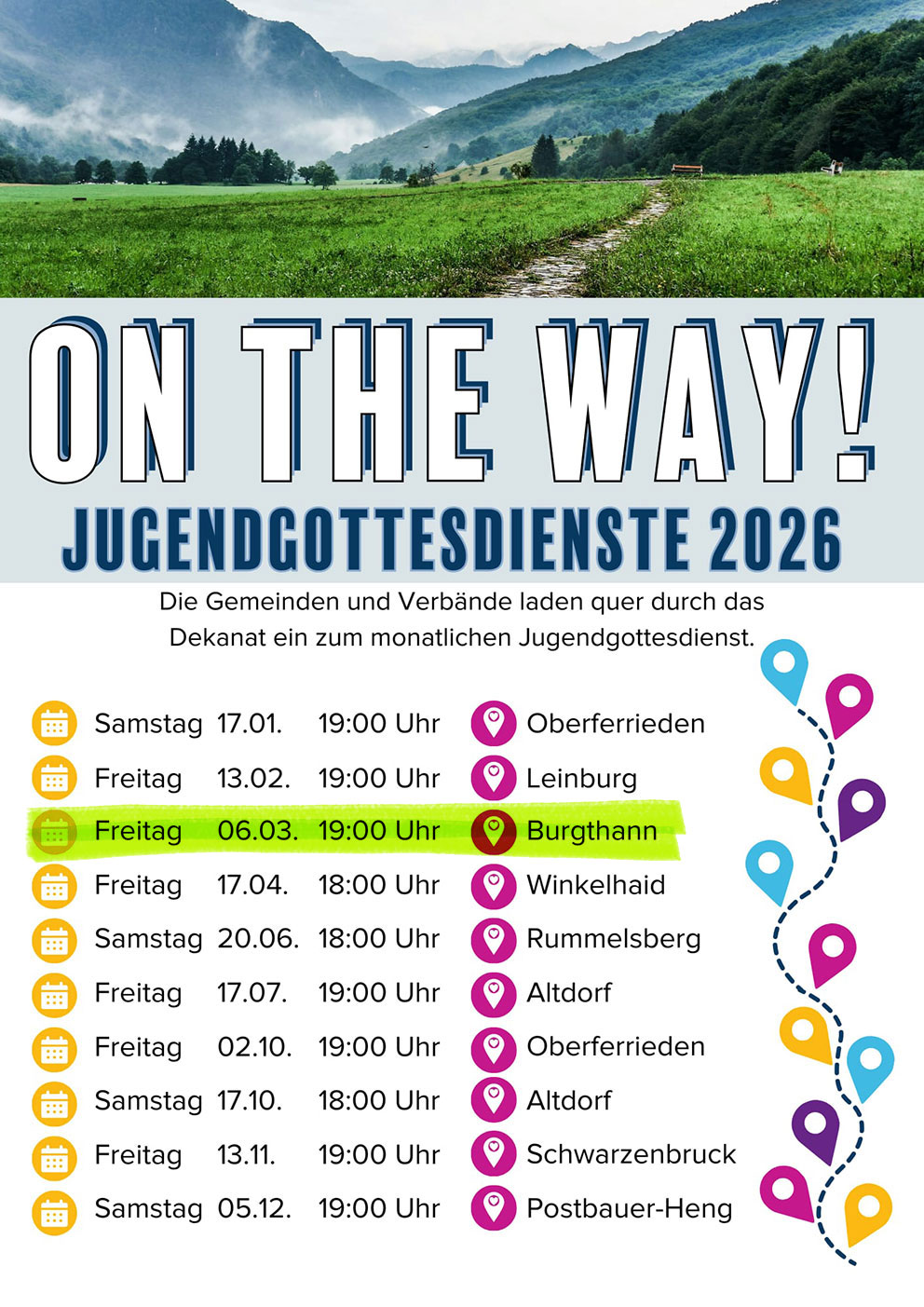 On The Way, Jugendgottesdienste, Termine